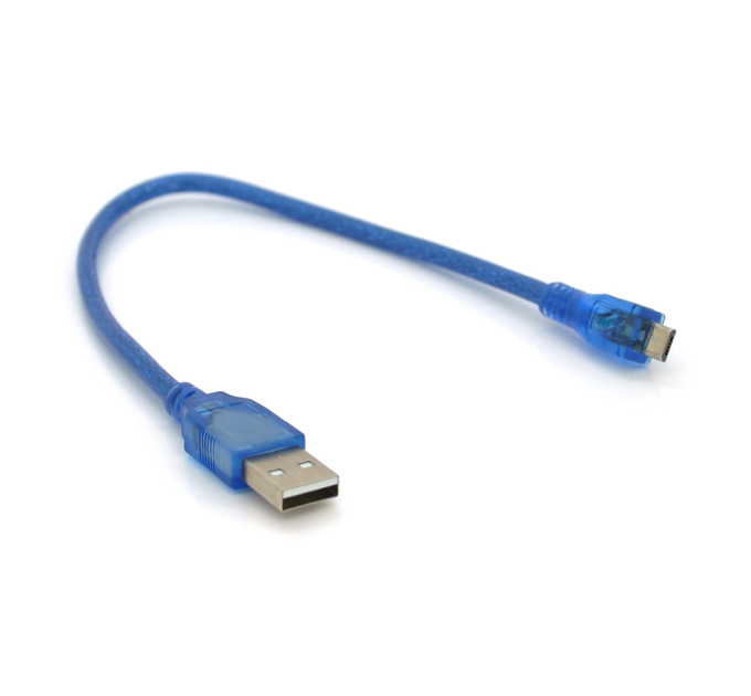 Кабель USB 2.0 (AM / Місго 5 pin) 0,3м, прозорий синій, Пакет