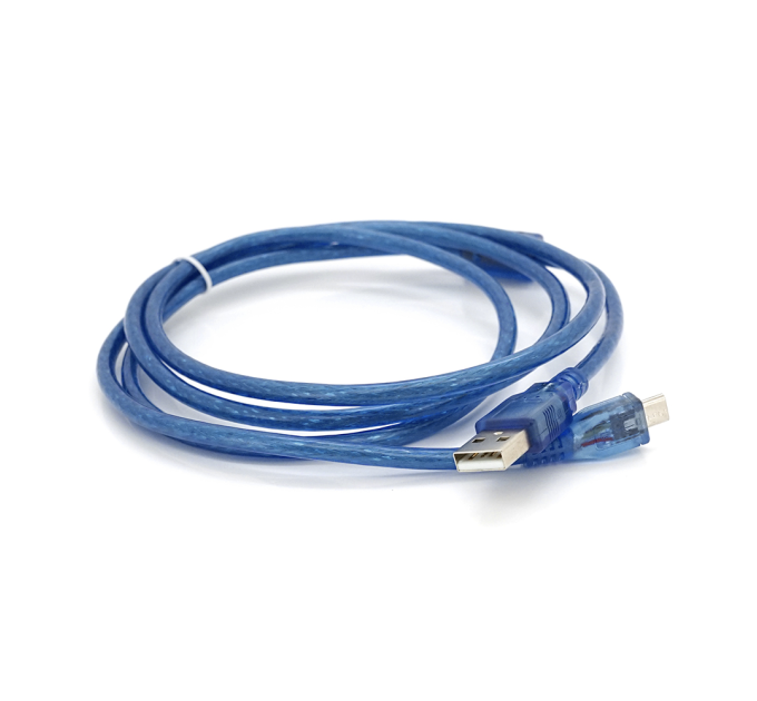 Кабель USB 2.0 (AM / Місго 5 pin) 1,5м, прозорий синій, Пакет