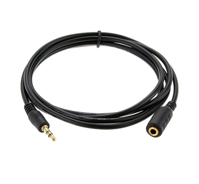 Подовжувач Audio DC3.5 тато-мама 5.0м, GOLD Stereo Jack, (круглий) Black cable, Пакет Q240