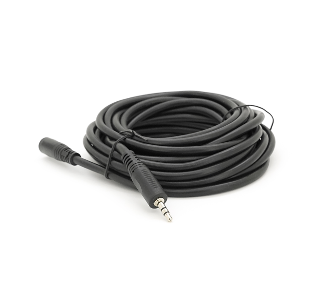 Подовжувач Audio DC3.5 тато-мама 5.0м, Premium GOLD Stereo Jack, (круглий) Black cable, Пакет Q200