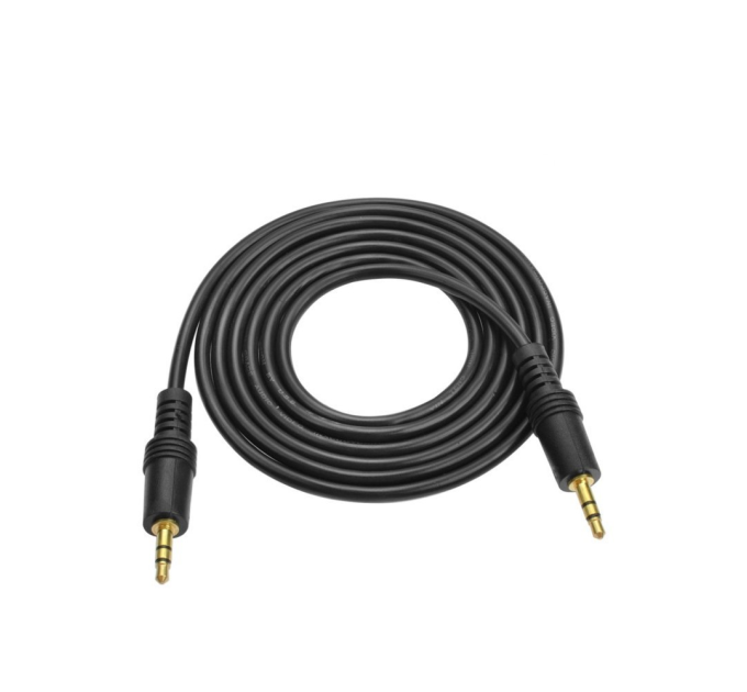 Кабель AUX Audio DC3.5 тато-тато 1.5м, GOLD Stereo Jack, (круглий) Black cable, Пакет Q500