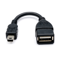 Кабель USB 2.0 AF / Mini-B OTG, 0,1m, чорний