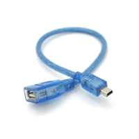 Кабель USB 2.0 AF / Mini-B OTG, 0.3m, прозорий синій