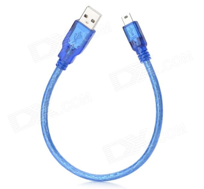 Кабель USB 2.0 RITAR (AM / Mini 5 pin) 0,3 м, синій прозорий