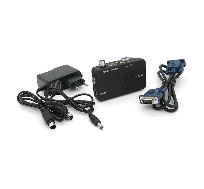 Конвертер VGA to BNC, IN-BNC (тато) на OUT-VGA(мама), Black, Пакет Q25