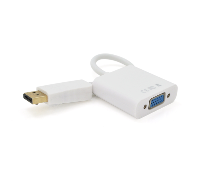 Конвертер Display Port (тато) на VGA(мама) 30cm, White,4K / 2K, Пакет