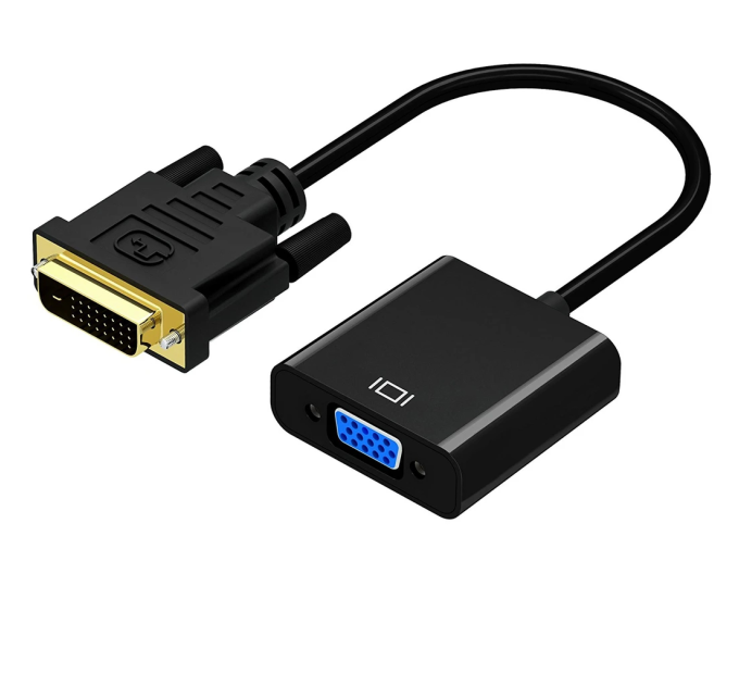 Конвертер DVI-D (24+1) (тато) на VGA (мама) 10cm, 4K / 2K, Black, Пакет Q250