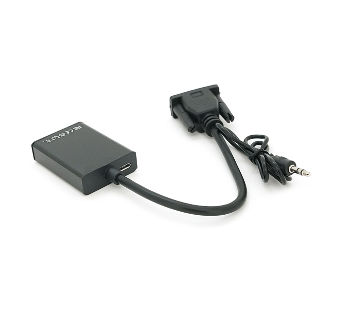 Конвертер VGA to HDTV Adapter + Audio, Black, Full HD 1080P, Blister