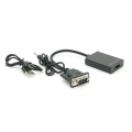Конвертер VGA to HDTV Adapter + Audio, Black, Full HD 1080P, Blister
