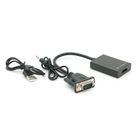 Конвертер VGA to HDTV Adapter + Audio, Black, Full HD 1080P, Blister