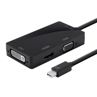Конвертер mini Display Port (тато) на HDMI / VGA / DVI(мама) 30cm, Black, 4K / 2K, Пакет
