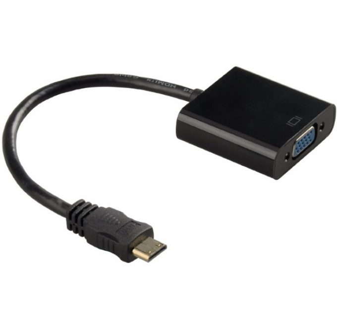 Конвертер mini HDMI (тато) на VGA (мама) 30cm, Black, 4K / 2K, Пакет