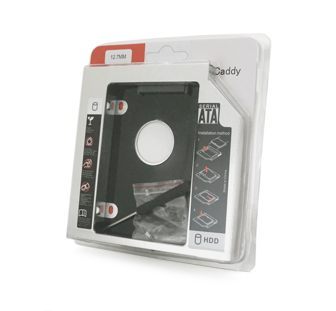 Адаптер підключення HDD 2.5 '' 12.7 mm в відсік приводу ноутбука SATA / mSATA (HDC-25), корпус aluminum+plastic, Blister, Q100