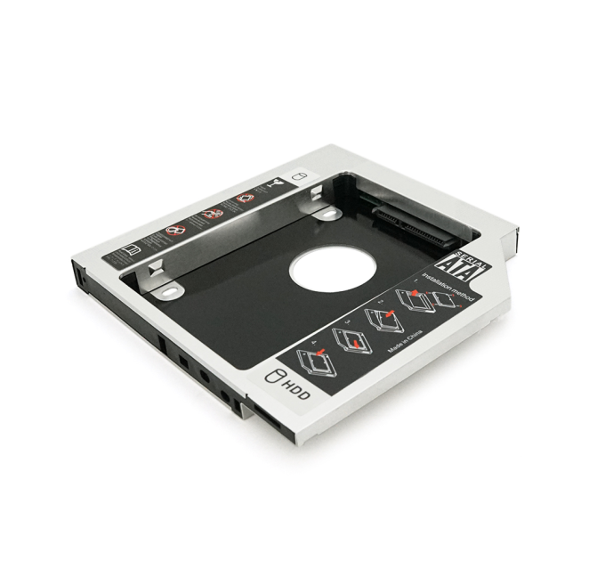 Адаптер підключення HDD 2.5 '' 12.7 mm в відсік приводу ноутбука SATA / mSATA (HDC-25), корпус aluminum+plastic, Blister, Q100