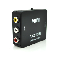Конвертер Mini, AV to HDMI, ВХІД 3RCA(мама) на ВИХІД HDMI(мама), 720P / 1080P, Black, BOX