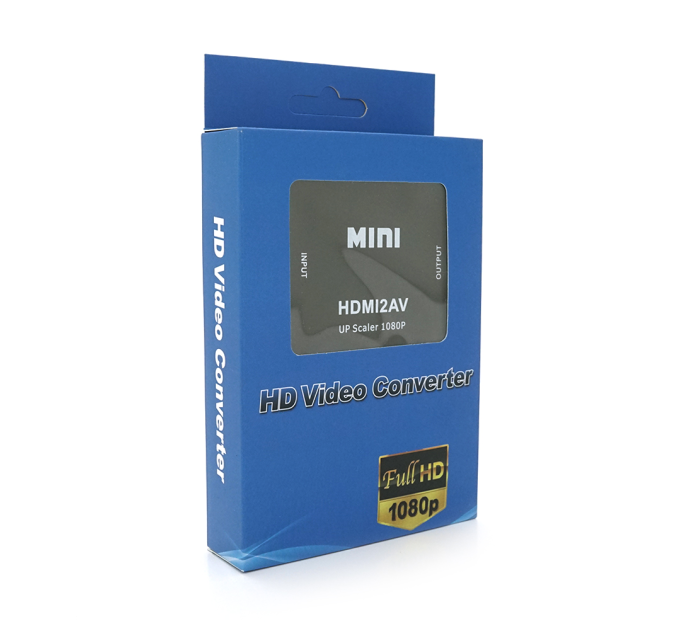 Конвертер Mini, HDMI to AV, ВИХІД 3RCA(мама) на ВХІД HDMI(мама), 720P / 1080P, Black, BOX
