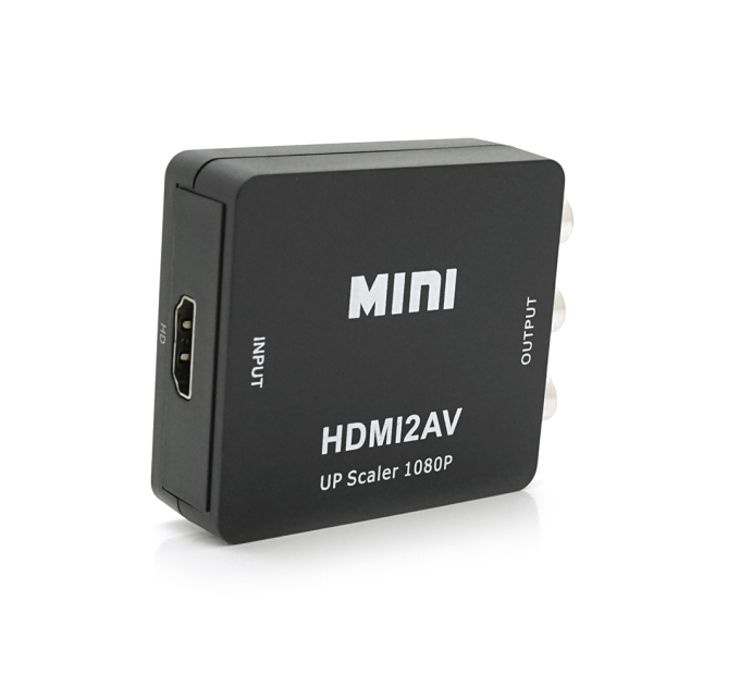 Конвертер Mini, HDMI to AV, ВИХІД 3RCA(мама) на ВХІД HDMI(мама), 720P / 1080P, Black, BOX