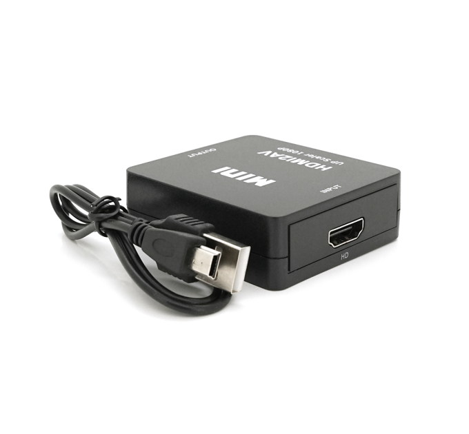 Конвертер Mini, HDMI to AV, ВИХІД 3RCA(мама) на ВХІД HDMI(мама), 720P / 1080P, Black, BOX