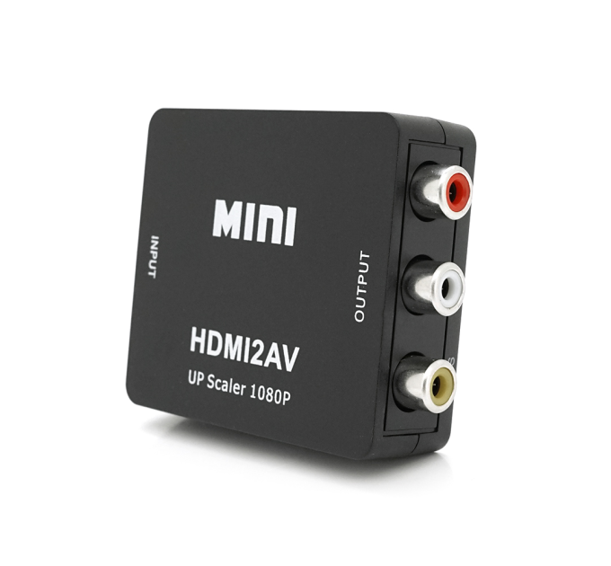Конвертер Mini, HDMI to AV, ВИХІД 3RCA(мама) на ВХІД HDMI(мама), 720P / 1080P, Black, BOX
