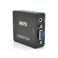 Конвертер Mini, HDMI to VGA, ВХІД HDMI(мама) на ВИХІД VGA(мама), 720P / 1080P, Black, BOX
