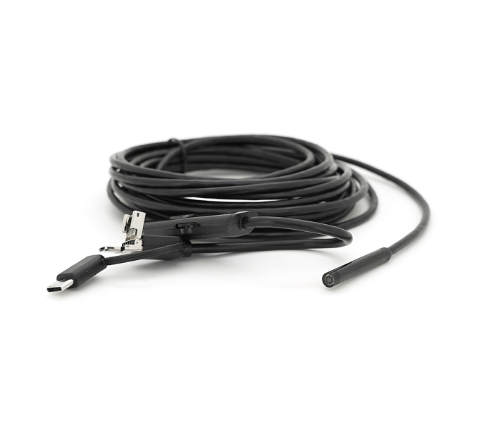 Універсальний ендоскоп 3в1 (USB+MicroUSB / Type-C) для смартфона / ПК, камера 5.5мм, м'який кабель 5м, з LED-підсвічуванням, IP67