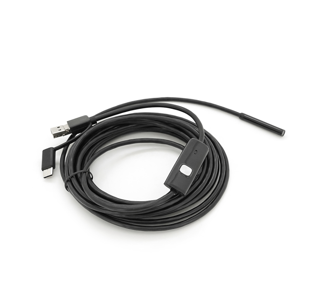 Універсальний ендоскоп 3в1 (USB+MicroUSB / Type-C) для смартфона / ПК, камера 5.5мм, м'який кабель 5м, з LED-підсвічуванням, IP67