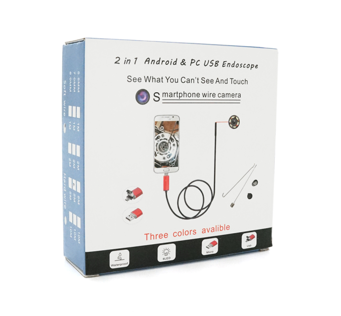 2 in 1 MicroUSB / PC HD ендоскоп, міні камера 7.0 mm, м'який дріт, 5м