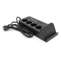 Мережевий фільтр із захистом від перенапруги G12H, 4 Socket + 4 USB 3,2А + 2 Type-C + бездротова зарядка + таймер, 2м, Black, Box