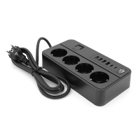 Мережевий фільтр із захистом від перенапруги G13, 3000W, 4 Socket + 4 USB 3,2 А + 2 Type-C, 2м, Black, Box