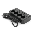 Мережевий фільтр із захистом від перенапруги G13H, 3000W, 4 Socket + 4 USB 3,2А + 2 Type-C + таймер, 2м, Black, Box