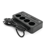 Мережевий фільтр із захистом від перенапруги G13H, 3000W, 4 Socket + 4 USB 3,2А + 2 Type-C + таймер, 2м, Black, Box