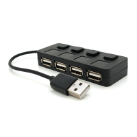 Хаб USB 2.0 4 порти, Black, 480Mbts живлення від USB, з кнопкою LED / Blue на кожен порт, Blister Q100 Хаб USB 2.0 4 порти, Black, 480Mbts живлення від USB, з кнопкою LED / Blue на кожен порт, Blister Q100