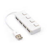 Хаб USB 2.0 4 порти, White, 480Mbts живлення від USB, з кнопкою LED / Blue на кожен порт, Blister Q100 Хаб USB 2.0 4 порти, White, 480Mbts живлення від USB, з кнопкою LED / Blue на кожен порт, Blister Q100