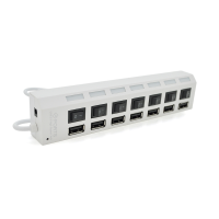 Хаб USB 2.0 7 портів з перемикачами на кожен порт, White, 480Mbts High Speed, живлення від USB, Blister Q100 Хаб USB 2.0 7 портів з перемикачами на кожен порт, White, 480Mbts High Speed, живлення від USB, Blister Q100