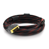 Кабель HDMI (тато)-DVI (тато) 5,0м, 2 ферити, обплетення, круглий Black / RED, Пакет