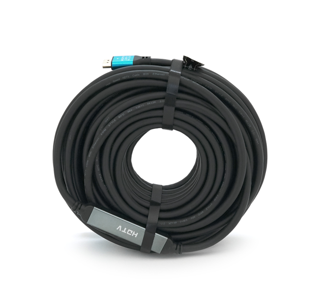 Кабель Merlion HDMI-HDMI 4Kx2K Ultra HD, 25.0m, v2,0, круглий Black, коннектор Blue, Blister-box, Q10