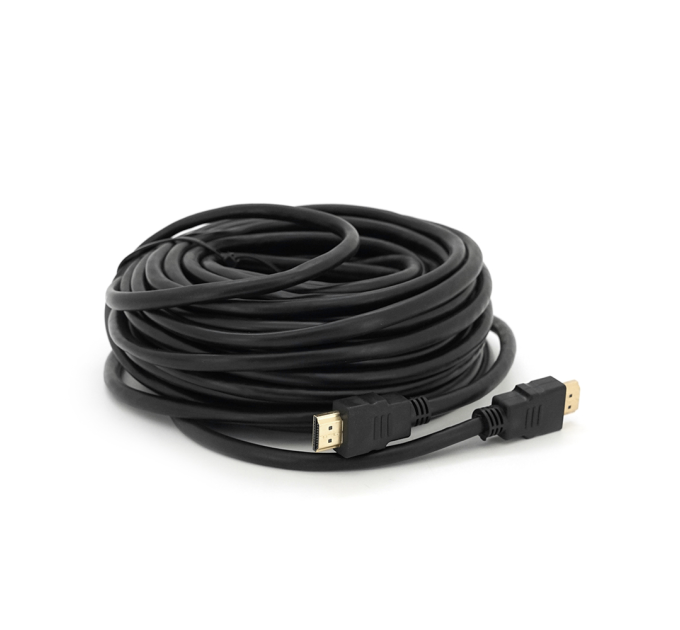 Кабель Merlion HDMI-HDMI HIGH SPEED 15m, v1.4, OD-7.5mm, круглий Black, коннектор Black, (Пакет) Q32