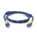 Кабель HDMI-HDMI 1.5m, v1.4, OD-8.0mm, 2 фільтра, обплетення, круглий Blue / Yellow, коннектор Blue / Yellow, (Пакет) Q150