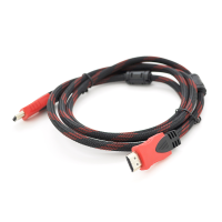 Кабель Merlion HDMI-HDMI 25m, v1.4, OD-7.4mm, 2 фільтра, обплетення, круглий Black / RED, коннектор RED / Black, (Пакет) Q25