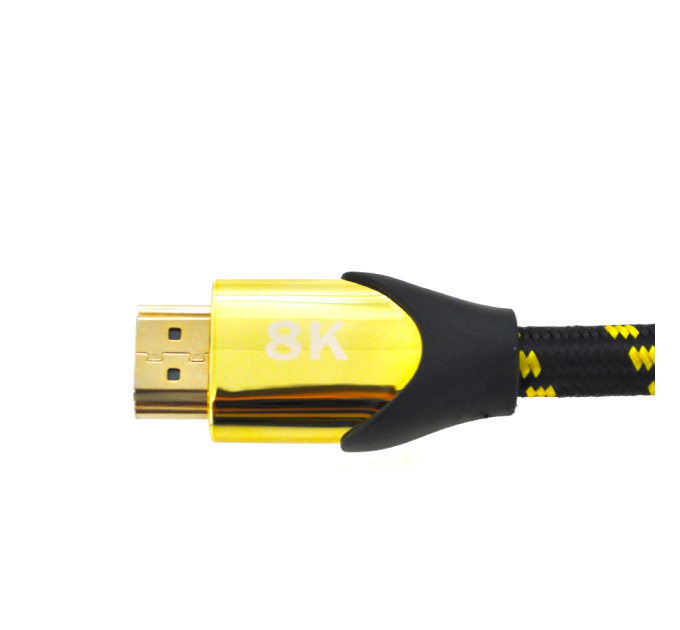 Кабель Ritar PL-HD207 HDMI-HDMI 19 + 1, UltraHD 8K 60HZ, 4K 120HZ, 5.0m, v2,1, OD-6.3mm, з фільтром, в оплетке Black / Gold, коннектор Gold, Blister, Q50
