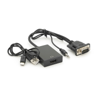 Конвертер VGA(тато) на HDMI (мама) 10cm + AUDIO, Black, 4K / 2K, Blister Q200