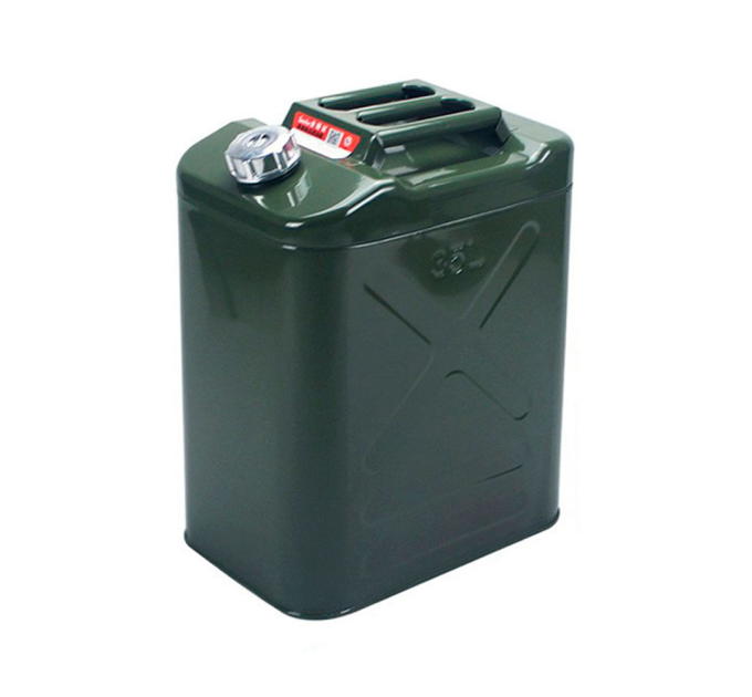 Каністра Merlion YT-HS-FX-35L, металева з клапаном + гнучка лійка, 35л, 355х255х480мм, Green