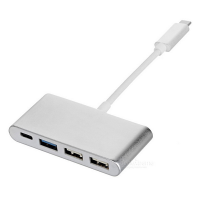 Хаб Type-C алюмінієвий, 2xUSB 2.0 + 1xUSB 3.0 + Type-C, White, Blister Хаб Type-C алюмінієвий, 2xUSB 2.0 + 1xUSB 3.0 + Type-C, White, Blister