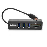 Хаб Type-C P3101, 3 порти USB 2.0 + SD / TF, 10 см, Black, Blister