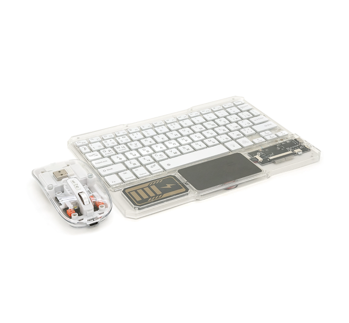 Бездротовий комплект YT-KB333 (KB+Mouse), (Eng / Pyc), 2.4G, 78 клавіш, White / Transparent, Box