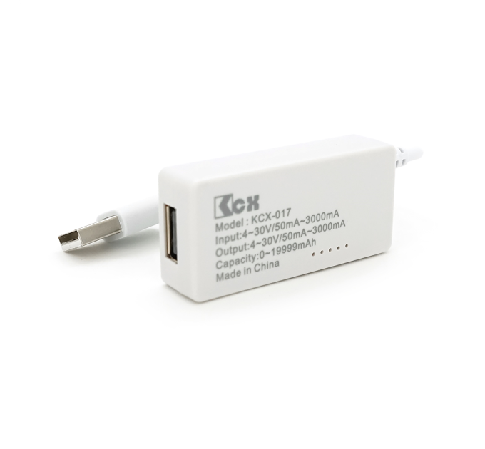 USB тестер KCX-017 напруги (3-7V) і струму (0-3A) ємності батарей для зарядки (0-19999mAh), White