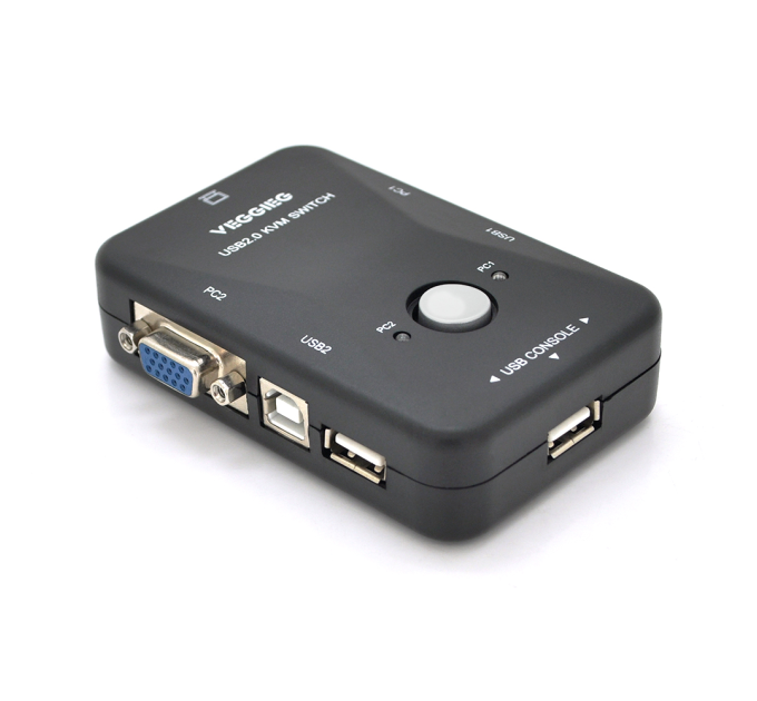 2-портовий KVM свіч VEGGIEG K201, перемикач USB, Grey, Blister-Box