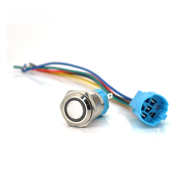 Кнопка з фіксацією 3A 220V значок Power, Blue ціна за штуку