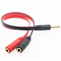 Розгалужувач аудіо для навушників і мікрофону, Jack 3.5 (тато) 4 pin => 2 * Jack 3.5 (мама) 3 pin, круглий, Пакет