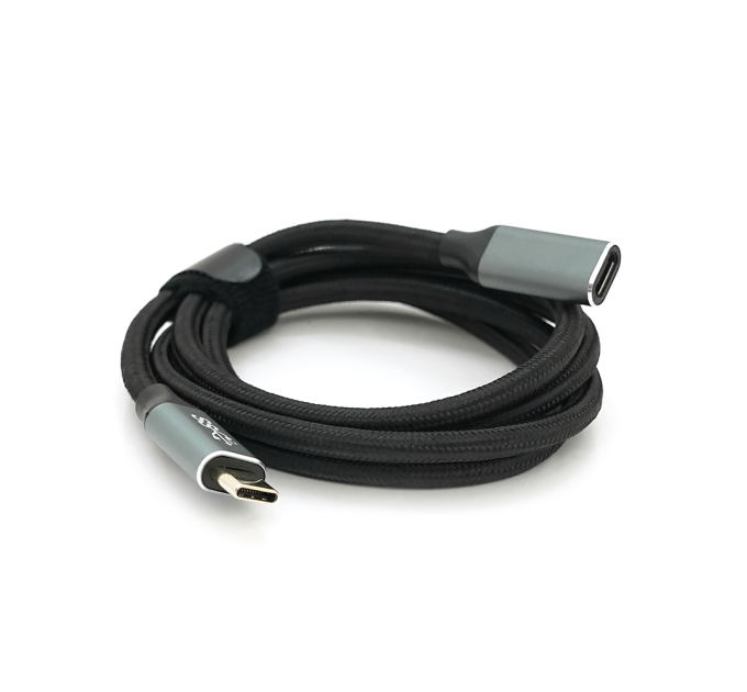 Подовжувач Type-C to Type-C (USB 3.2 GEN2 male to female), обплетення, Black, довжина 1м, підтримка 100W / 10Gbps, 4K60HZ audio / video outpout, BOX